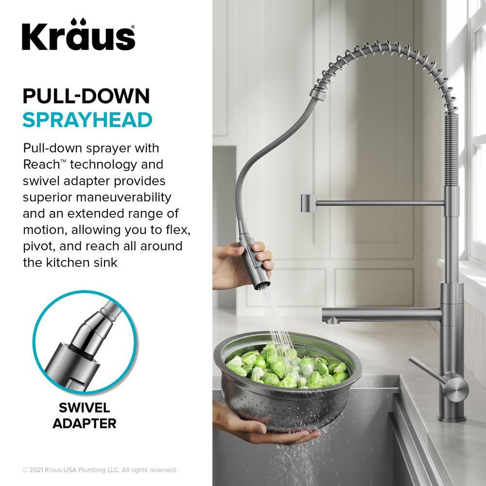 KRAUS Artec Pro CommercialStylePull-Down Single Handle Kitchen Faucet with Pot Filler inMatte Black KPF-1604MB