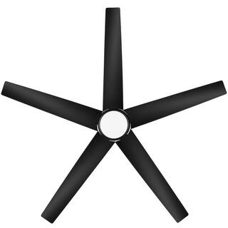 Hampton Bay Mena 54 in. White Color Changing LED IndoorOutdoor Matte Black Hugger Ceiling Fan with Light and Remote 92403