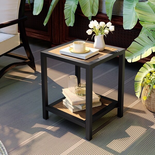 Outdoor Patio 2Tier Small Square Side Table