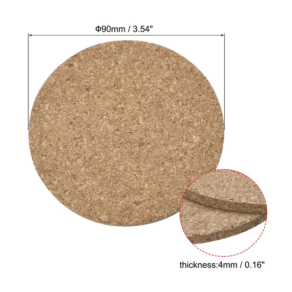 90mm Round Coasters 4mm Thick Cork Cup Mat Pad for Tableware 2pcs   Wood