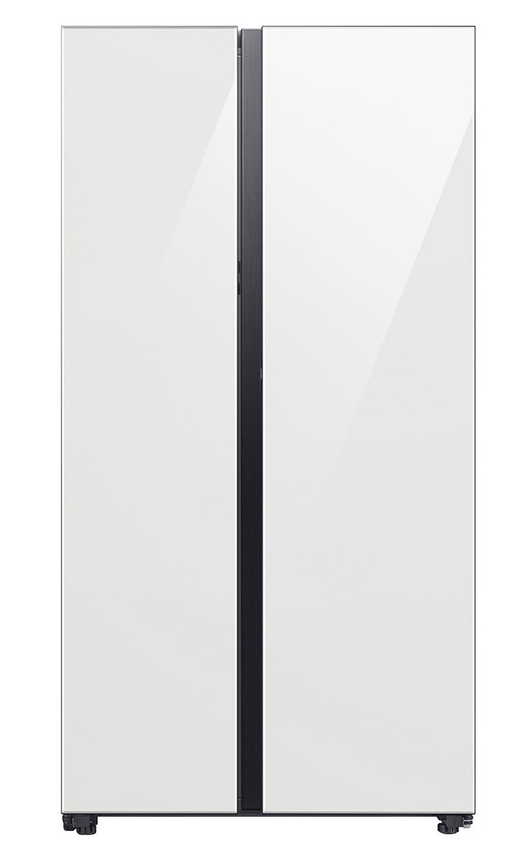  ADA Bespoke 28 Cu. Ft. White Glass Smart Side-By-Side Refrigerator With Beverage Center