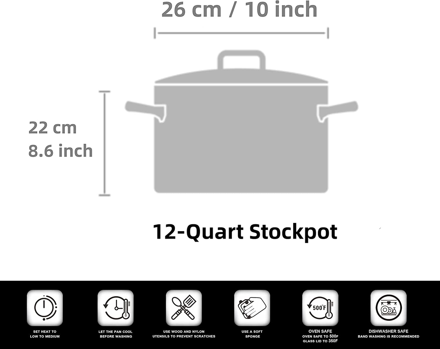 Cooks Standard Quart Classic Stainless Steel Stockpot with Lid， 12-QT， Silver