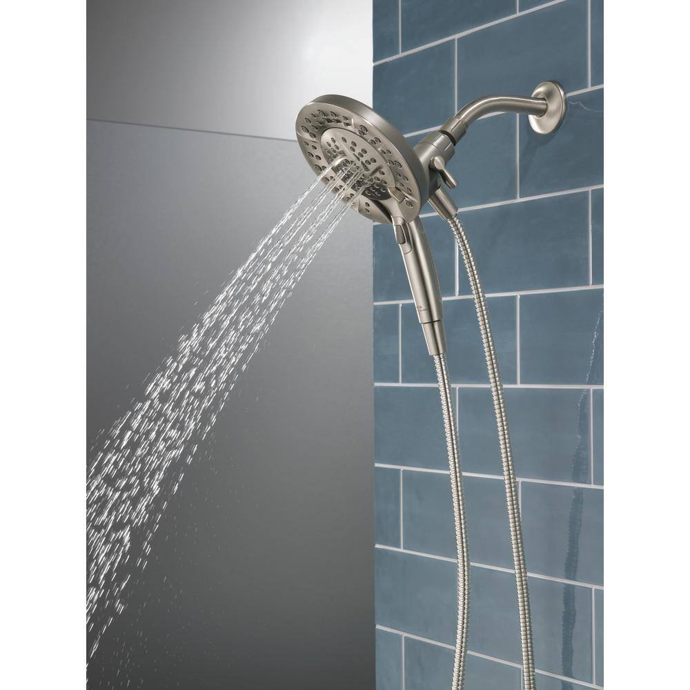 Delta In2ition 5-Spray Patterns 1.75 GPM 6.63 in. Wall Mount Dual Shower Heads in Satin Nickel 75585SN