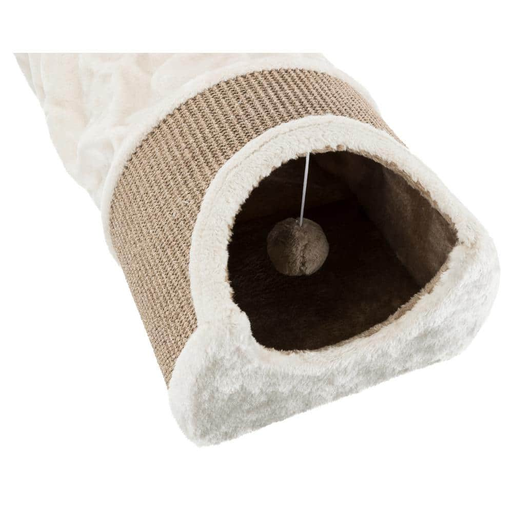 TRIXIE Cuddly Condos with Tunnel : Peek-a-Boo Holes : Sisal Scratching Surface : Light Brown 43004