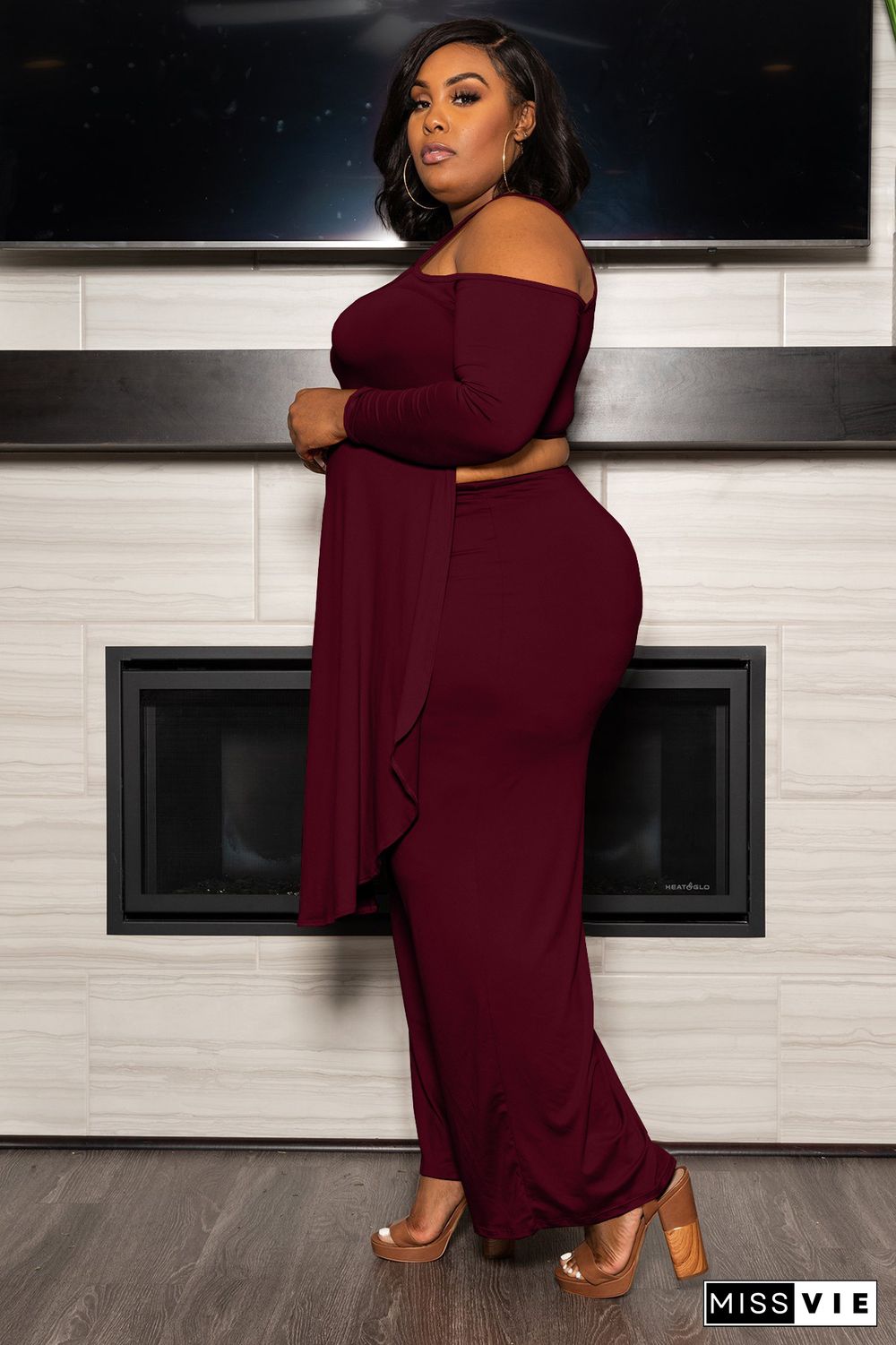 Plus Size Irregular Solid Casual Wide-leg Pants Suits