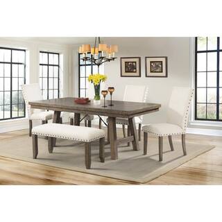 Picket House Furnishings Dex 6-Piece Dining Set-Table 4 Upholstered Side Chairs and Bench DJX100SB6PC