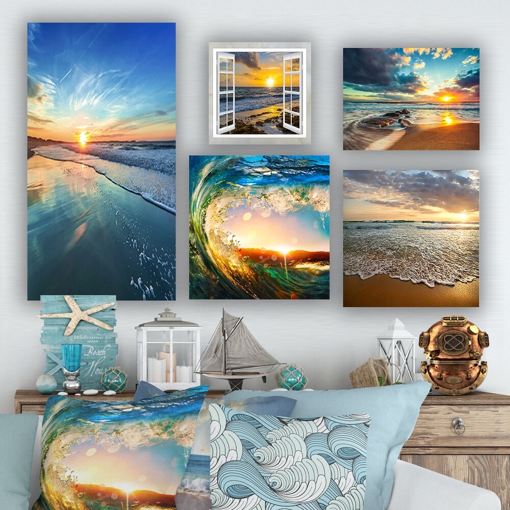 Designart   Coastal and Beach Collection   Coastal Wall Art set of 5 pieces   Blue