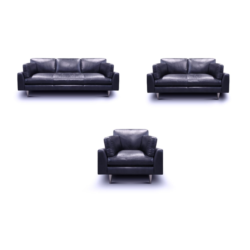 Salvadoro Genuine Leather 3 Piece Living Room Set