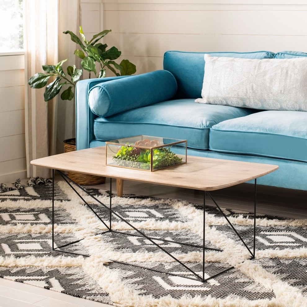 Lyla Rectangle Coffee Table Taupe Brown Pine/ Black   Modern   Coffee Tables   by Virgil Stanis Design  Houzz