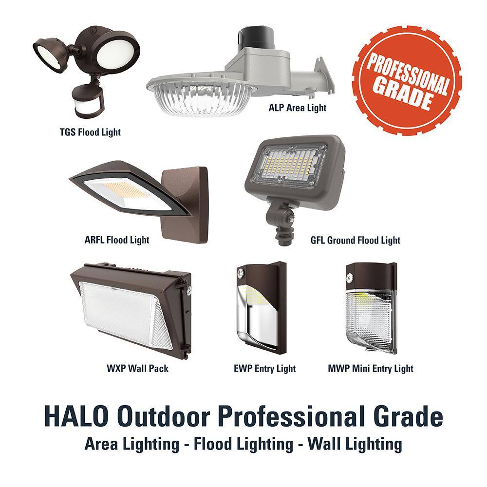 HALO Outdoor Integrated LED Large Floodlight Bronze Finish Selectable CCT 300040005000K 10000 Max lumens Dusk to Dawn GFLL100FSUNVDBZK