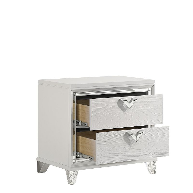 Prism Modern Sytle 2-Drawer Nightstand with LED Glow and V-Shape Handles