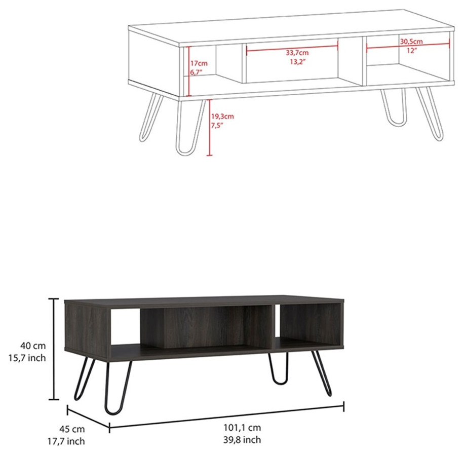 Vassel  2 Piece Living Room Set  Bar Cart  and Coffee Table  Black Espresso   Midcentury   Living Room Furniture Sets   by Homesquare  Houzz