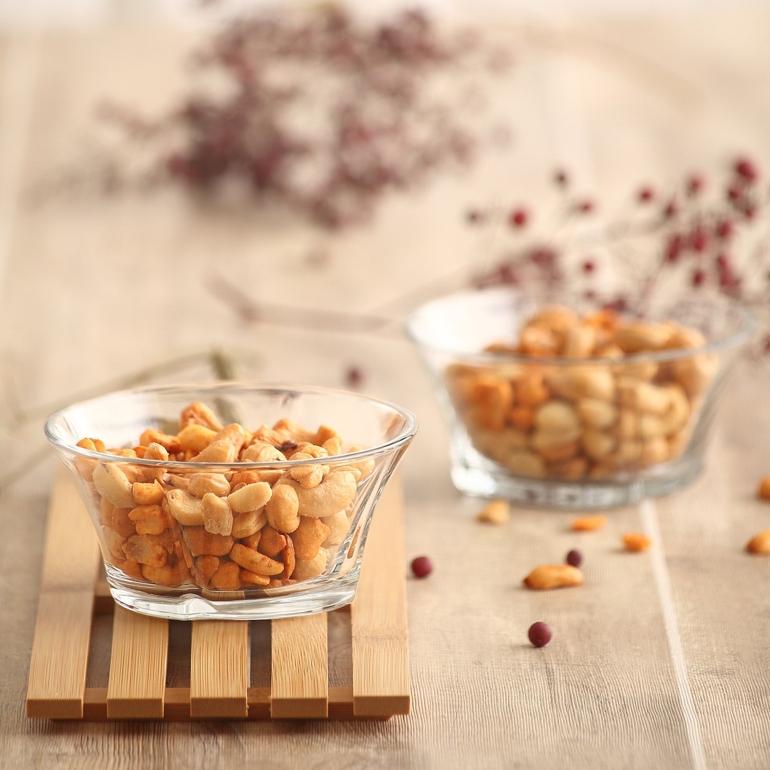 LAV Glass Snack Bowls Set of 6 - Clear Glass Dessert Serving Bowls 10 oz