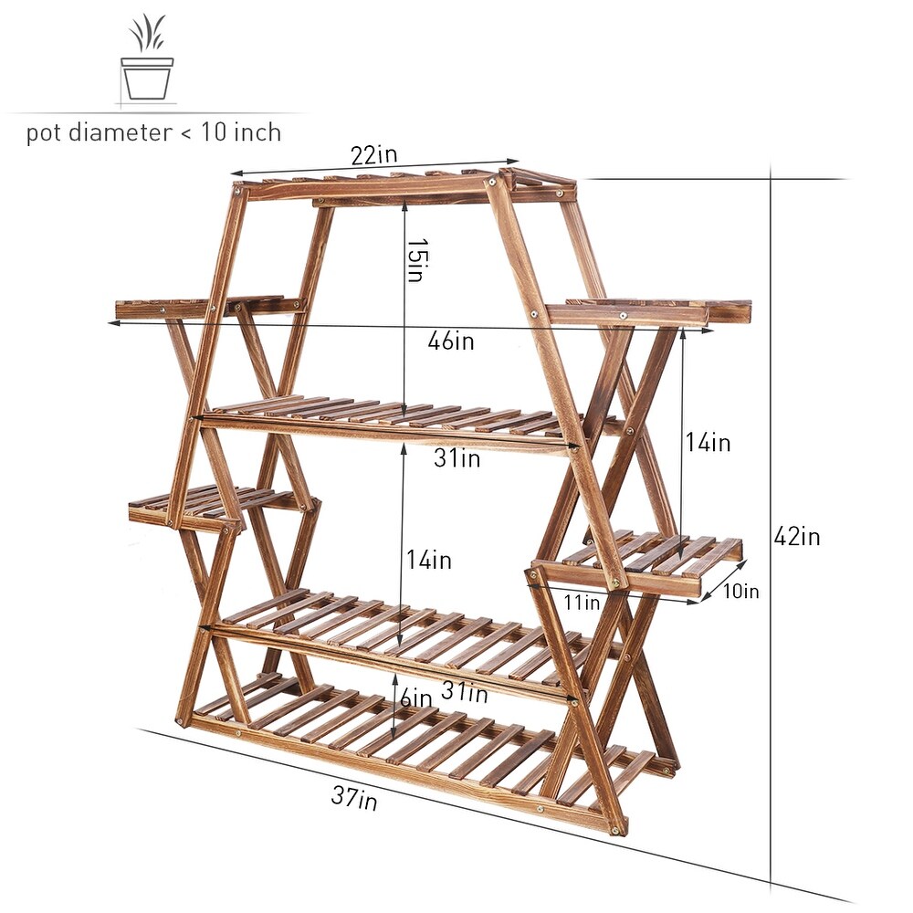 Extra Large Multi Tier Wood Flower Rack Plant Stand Bonsai Shelf   37' x 10'x 42'