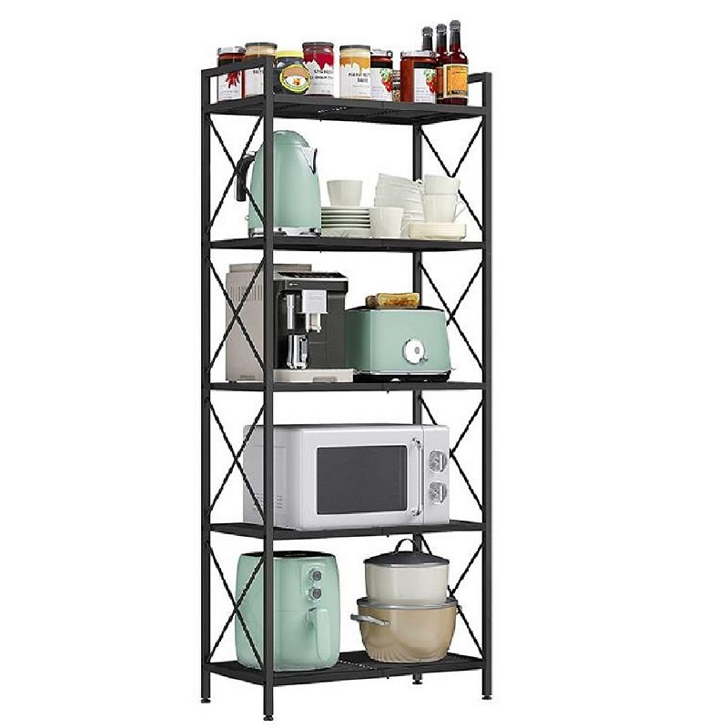 5-tier Metal Storage Shelf， Shelving Unit With X Side Frames， Dense Mesh， For Entryway