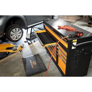 GEARWRENCH GSX 52 in. x 18 in. 11-Drawer Orange and Black Powder Coated Steel Rolling Tool Cabinet with Stainless Steel Worktop 83247