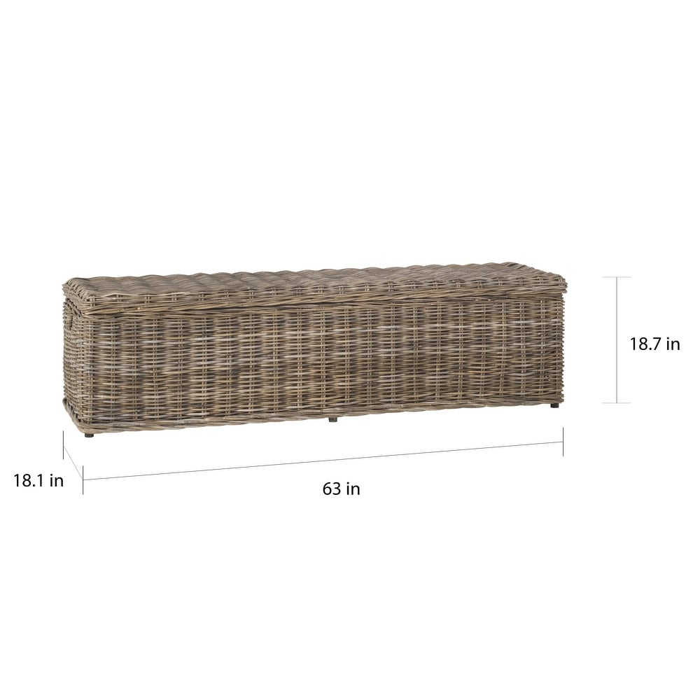 SAFAVIEH Caius Grey Natural Rattan Storage Trunk   63\