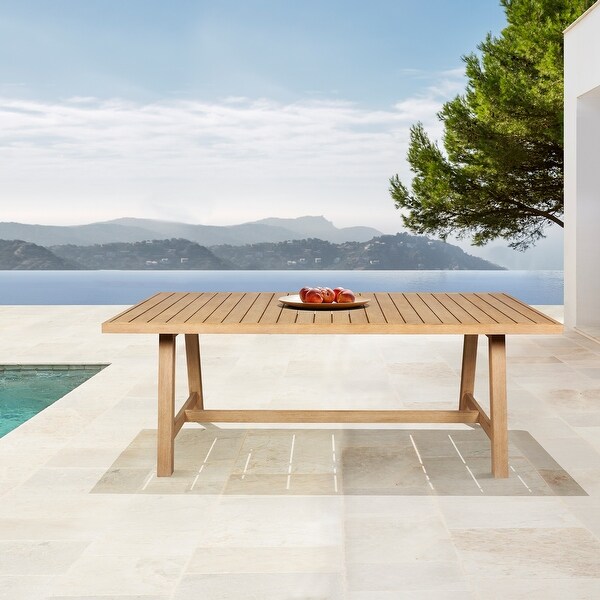 Cypress Indoor Outdoor Patio Dining Table in Blonde Eucalyptus Wood