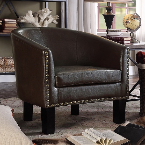 Isabela Faux Leather Barrel Accent Club Chair by Moser Bay