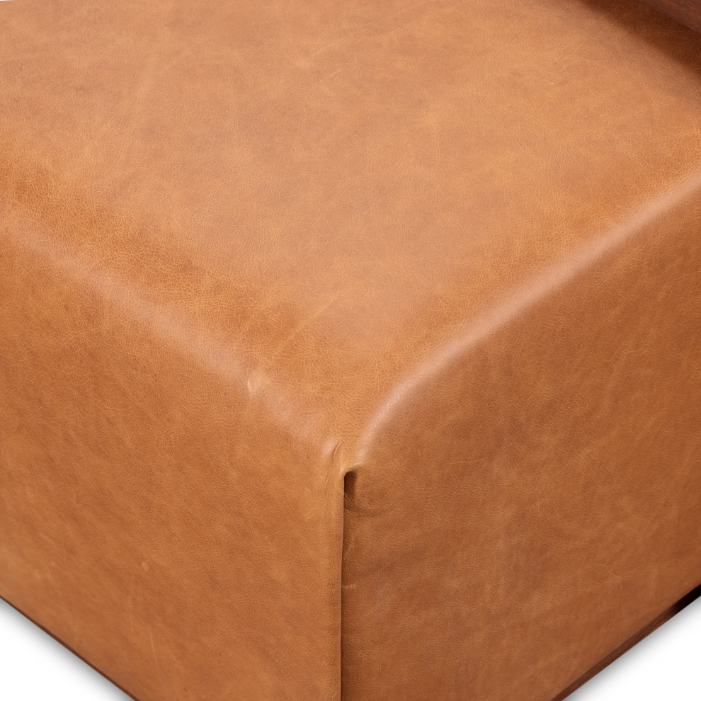 Poly and Bark Jarmo Leather Ottoman with Walnut Table   Contemporary   Footstools And Ottomans   by Edgemod Furniture  Houzz