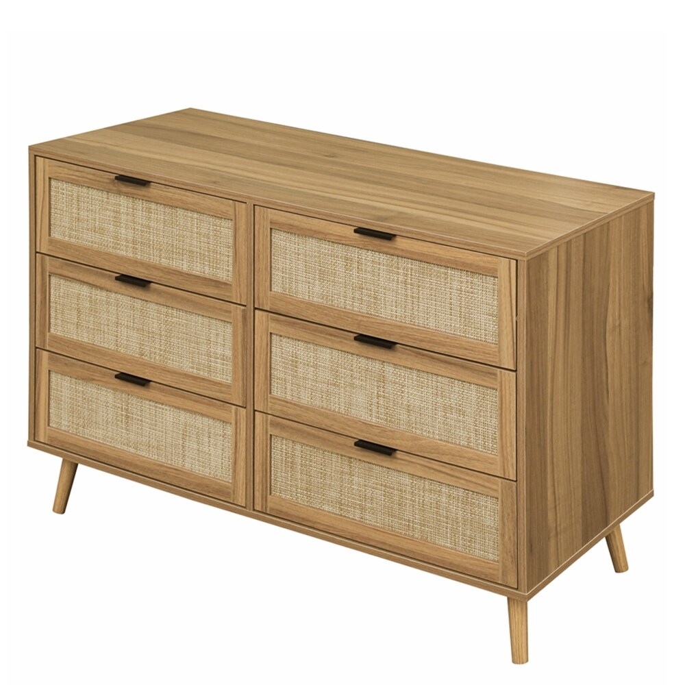 Modern 6 Drawer Dresser Wood Cabinet   N/A