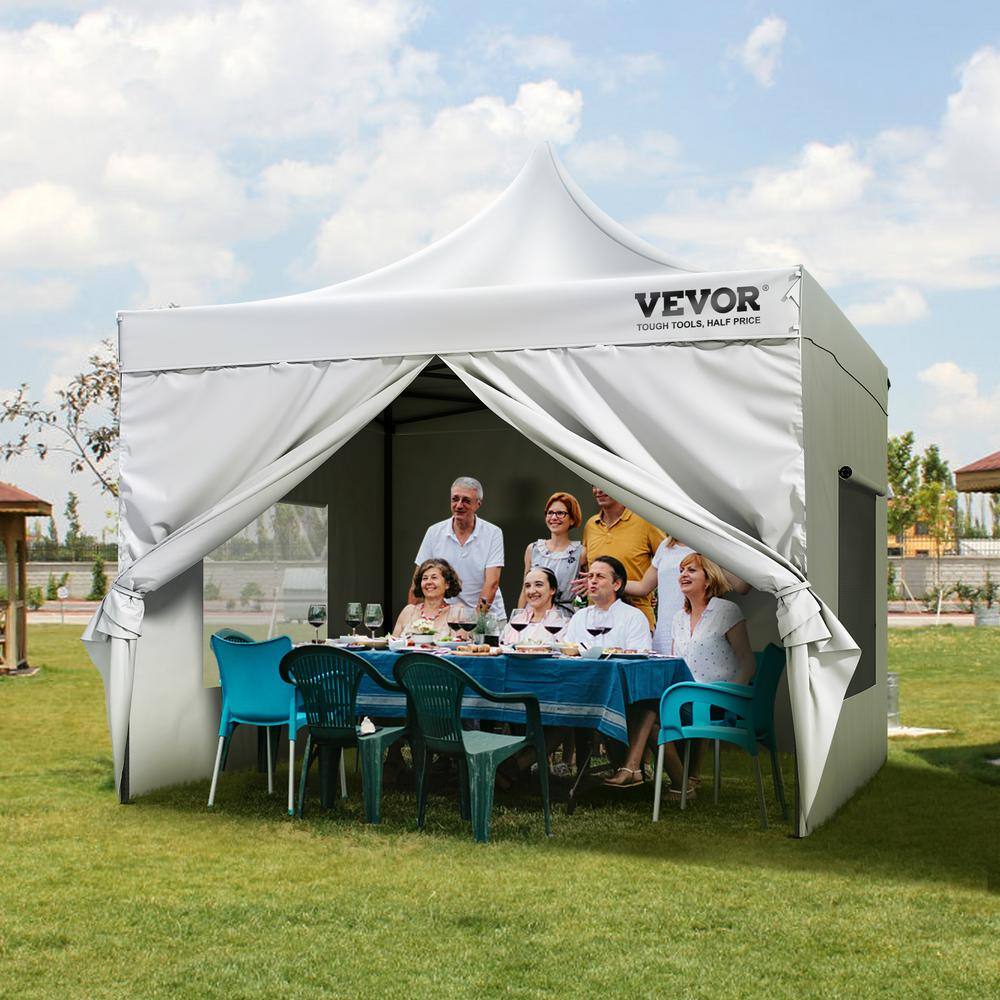 VEVOR 10 ft. x 10 ft. Pop Up Canopy with Sidewalls Adjustable Height Gazebo Tent Waterproof UV Resistant Outdoor Canopy Tent DCSYPBS1010FTGMH8V0