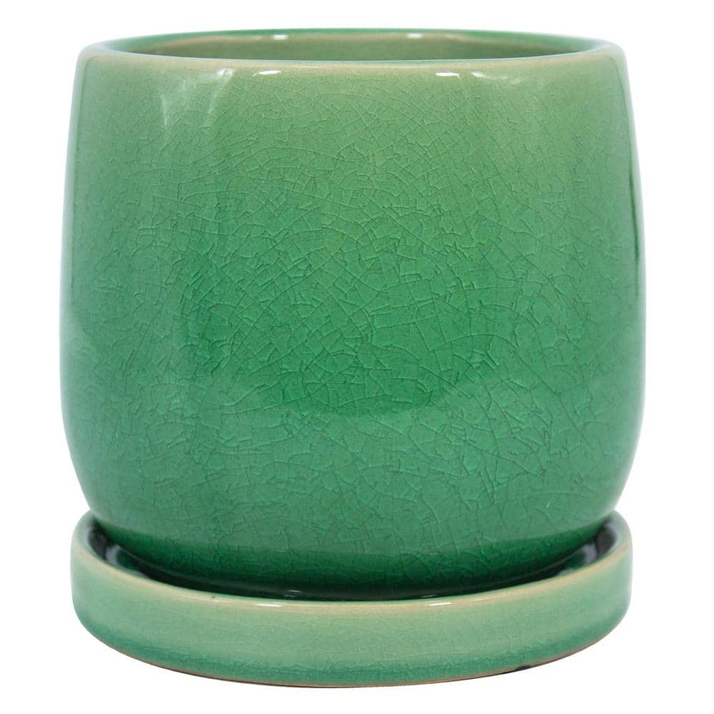 Trendspot 6 in. Mint Oceana Ceramic Planter ECR01706S-06G