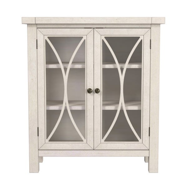 Hillsdale Bayside Wood 2 Door Console Cabinet， Antique White - 33H x 29W x 11.5D