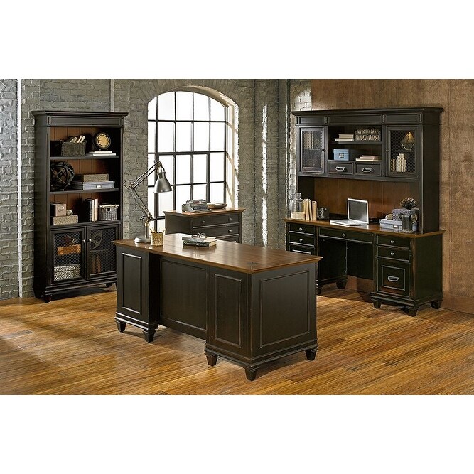 Hartford Wood Double Pedestal Desk  Office Desk  Office Table  Black