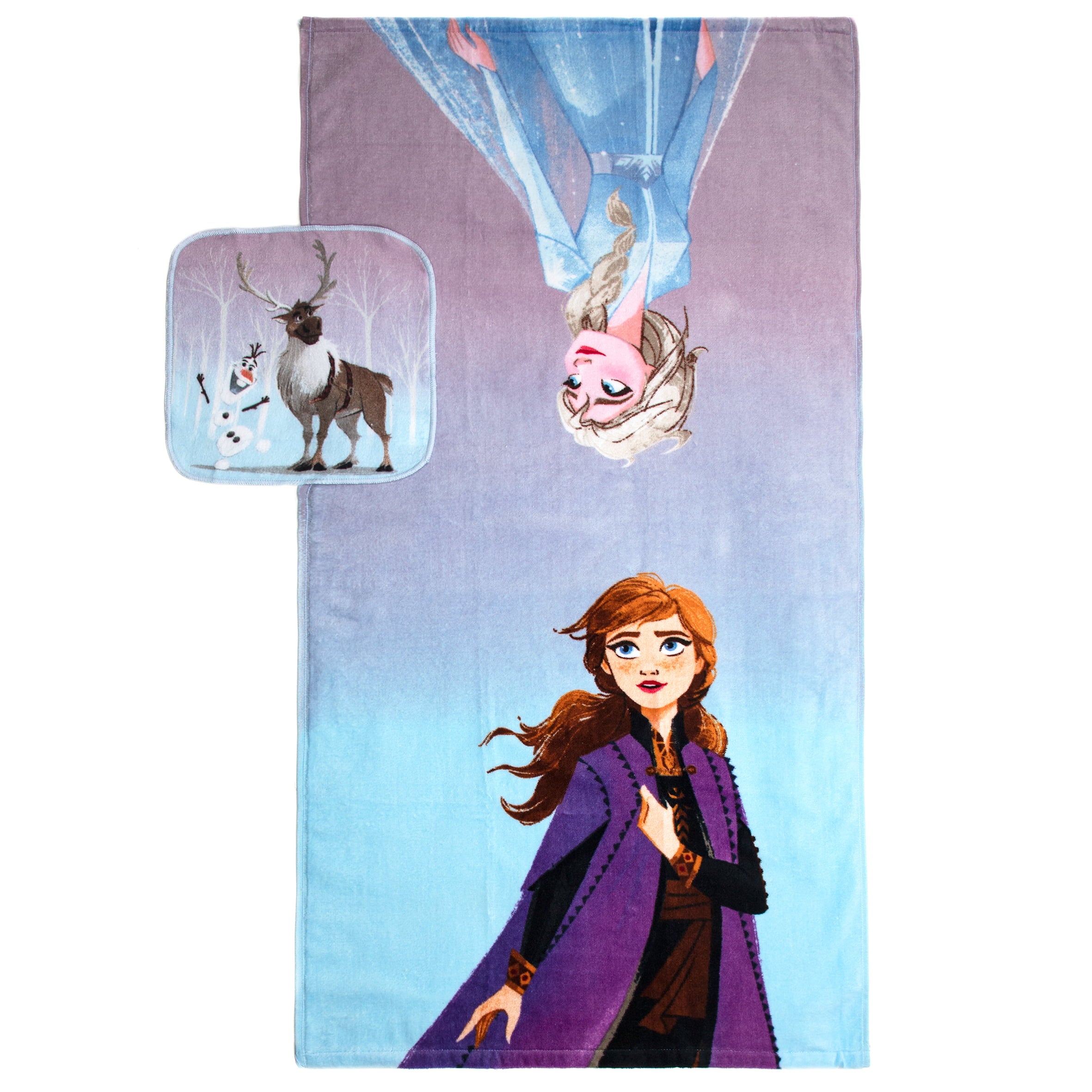 Frozen Elsa and Anna Kids Cotton 2 Piece Towel and Washcloth Set