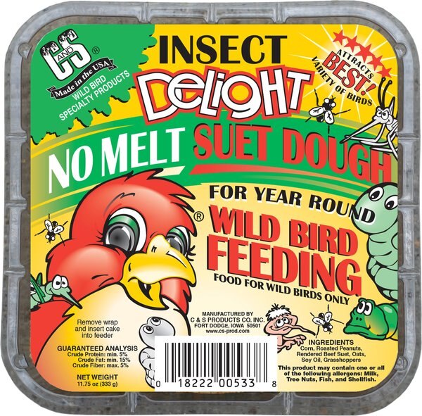 CandS Insect Delight No Melt Suet Dough Bird Food， 11.75-oz bag， case of 12