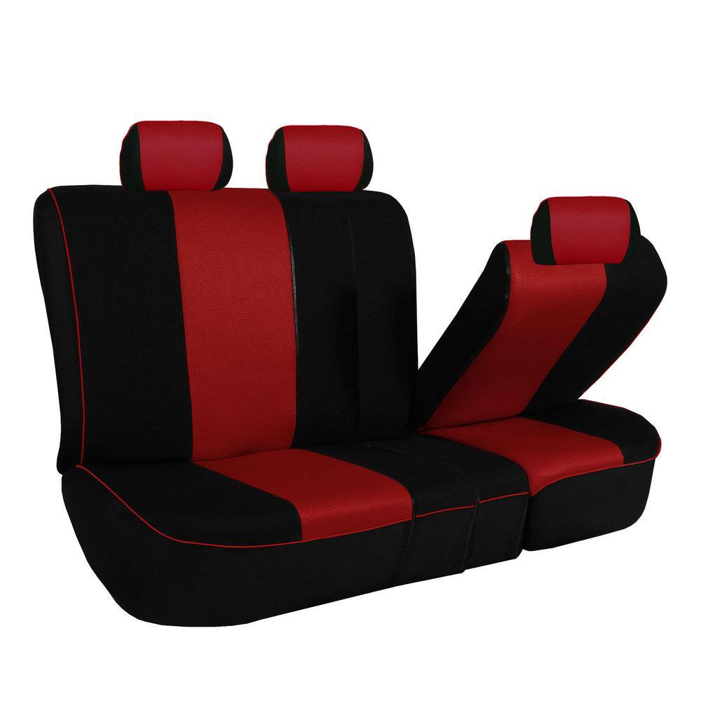 FH Group Cloth 47 in. x 23 in. x 1 in. Full Set Car Seat Covers DMFB063RED115