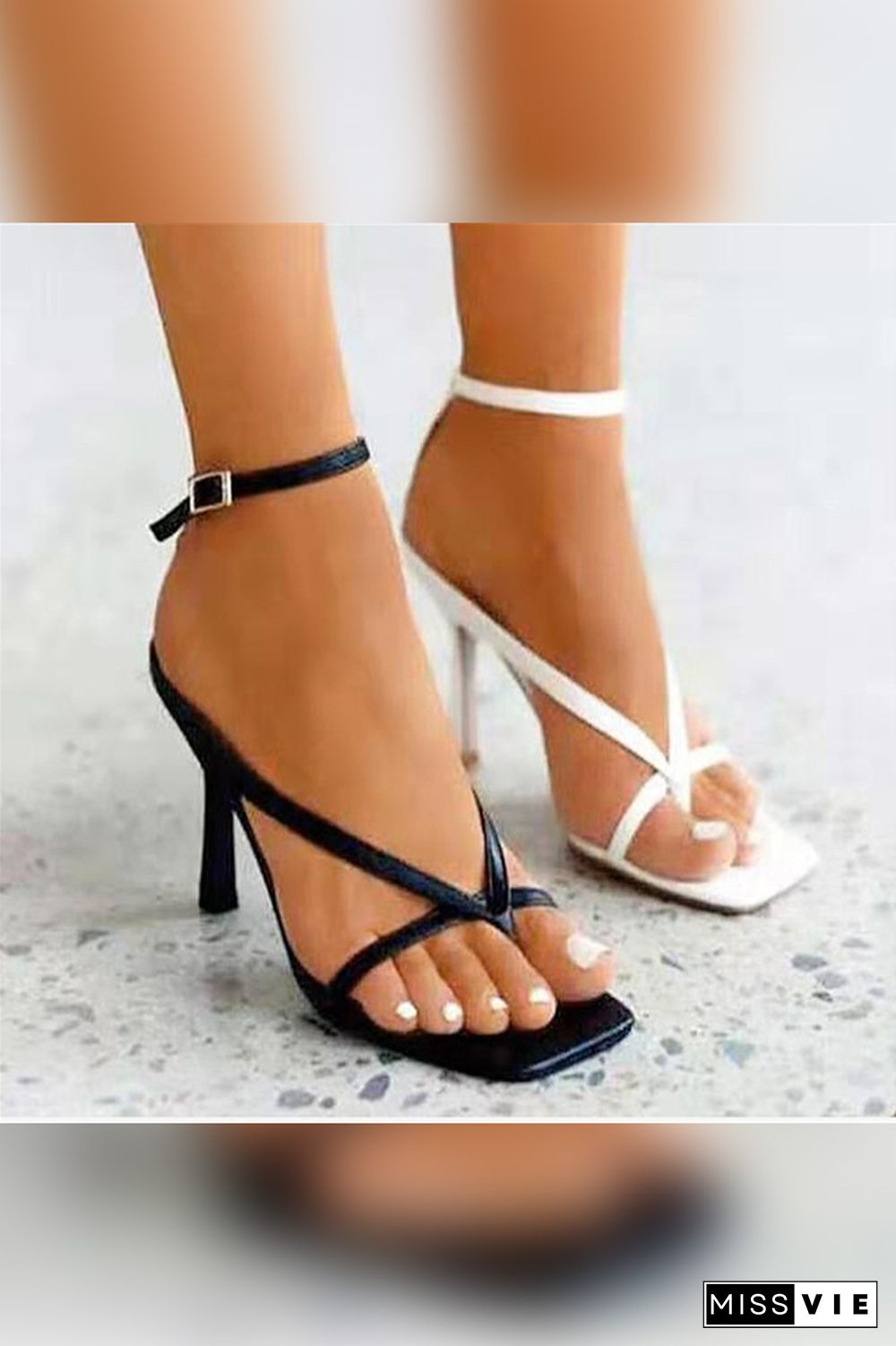 Leather Straps High Heel Sandals