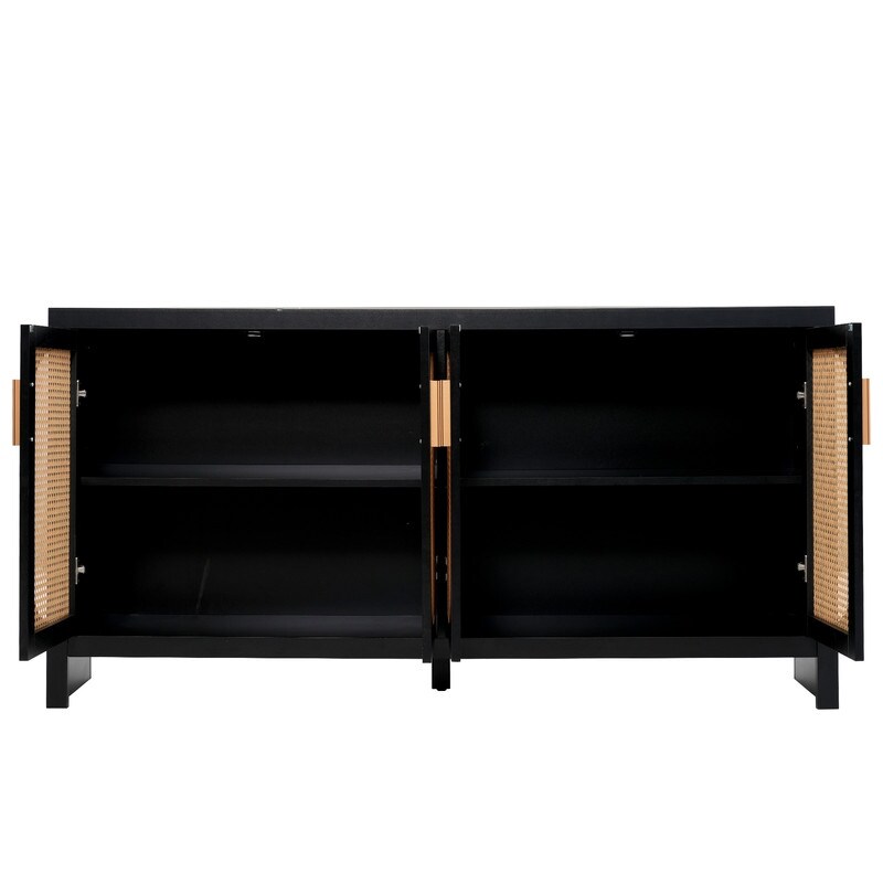 Modern Storage Sideboard with Rattan Doors  4 Door Buffet