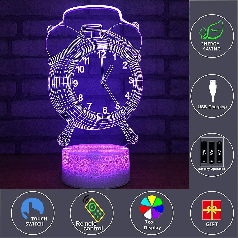 Alarm Clock Abstractive 3d Optical Illusion Model Visual Night Light 7 Color Change Touch Remote Switch With Timer Room Decor Desk Lamp For Holiday Bi