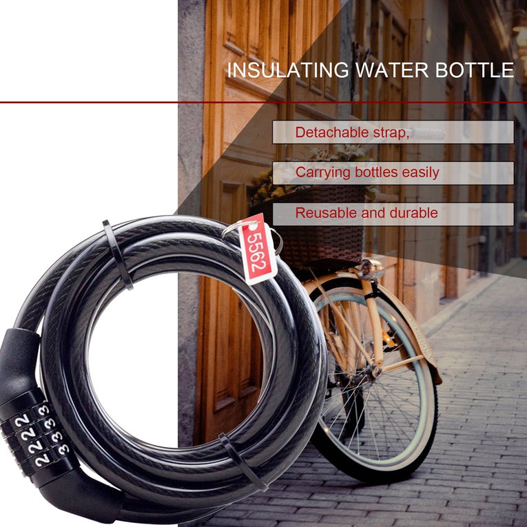 Bicycle Lock Anti-Theft Security Code Combination Lock Steel Bike Cable Lock