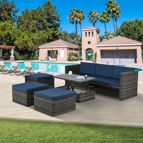 5 Set Wicker Furniture，Patio Furniture，Seasonal PE Wicker Furniture