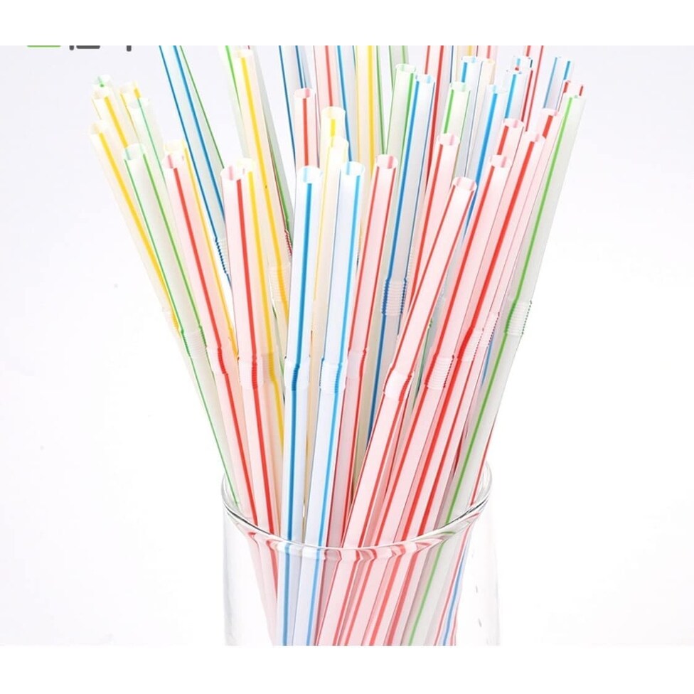 Straw Dispenser with Stainless Steel Lid  Clear Acrylic Straw Holder  100 Striped Plastic Straws