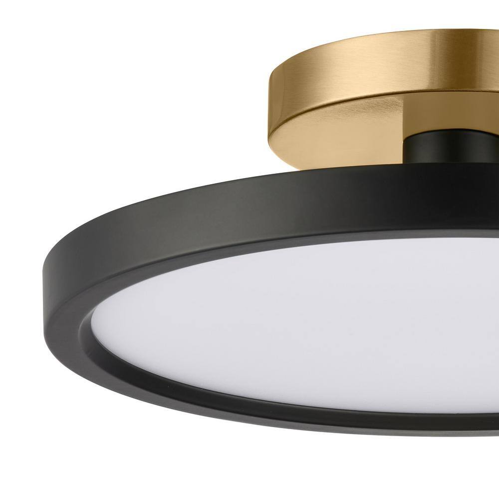 Hampton Bay Morrilton 13 in. 20-Watt Matte Black and Gold Integrated LED Semi-Flush Mount HD6108B