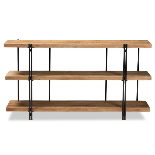 Tarah Wood Console Table Brown black Baxton Studio