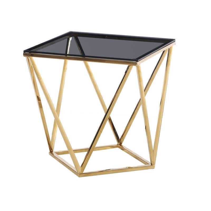 Best Master Furniture Smoked Glass Gold Square End Table