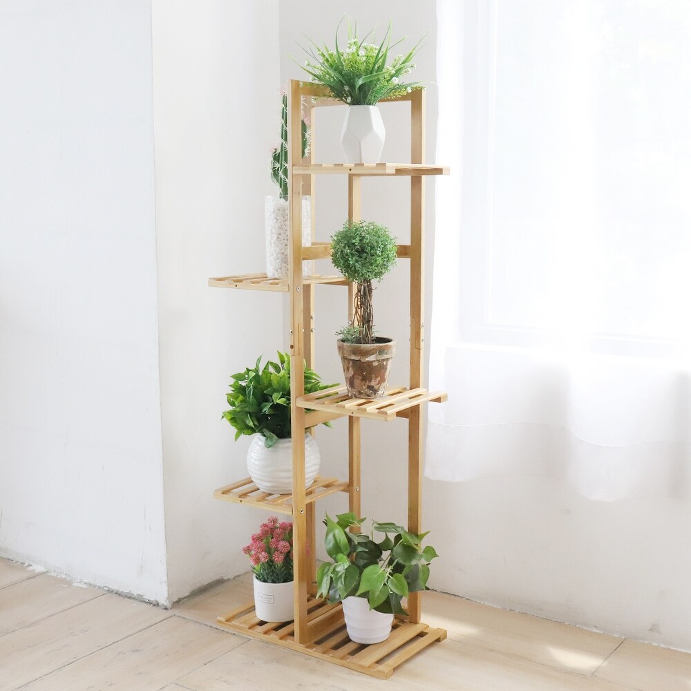 Bamboo 5 Tier Plant Stand Rack Multiple Flower Pot Holder Display   S