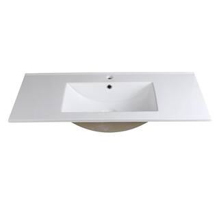 Fresca Allier 40 in. Drop-In Ceramic Bathroom Sink in White with Integrated Bowl FVS8140WH