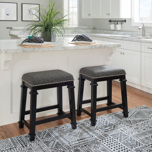 Mayfair Black and White Tweed Backless Counter Stool