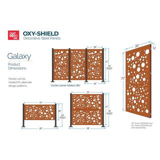 OUTDECO Galaxy 3 ft. x 6 ft. Oxy-Shield Corten Steel Decorative Screen Panel in Rust with 6-Screws OXY003