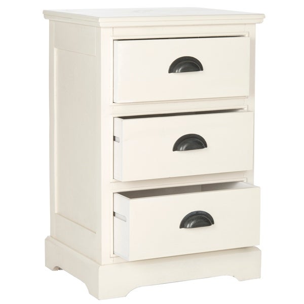 SAFAVIEH Griffin White Storage 3-Drawer Side Table - 17.7