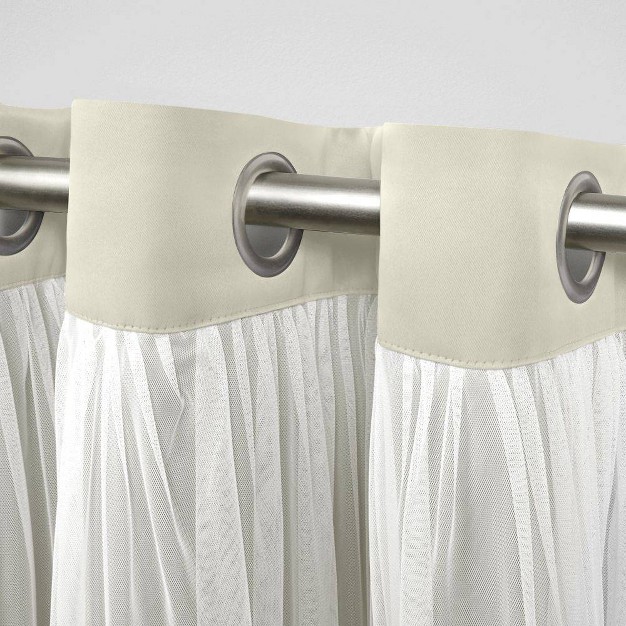 Catarina Layered Window Valance Room Darkening Blackout And Sheer Grommet Top Off white Exclusive Home