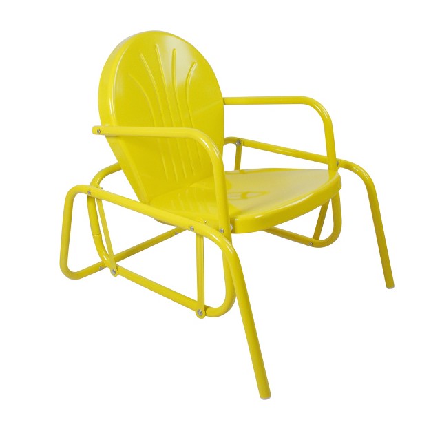 Northlight Outdoor Retro Metal Tulip Glider Patio Chair Yellow