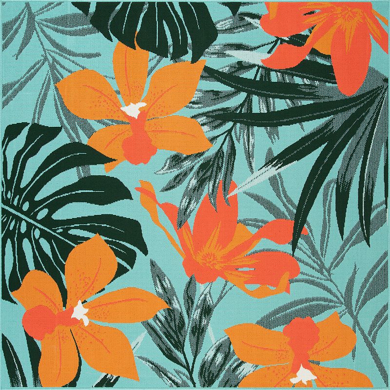 Sonoma Goods For Life® Indoor/Outdoor Aqua Tropical Floral Rug