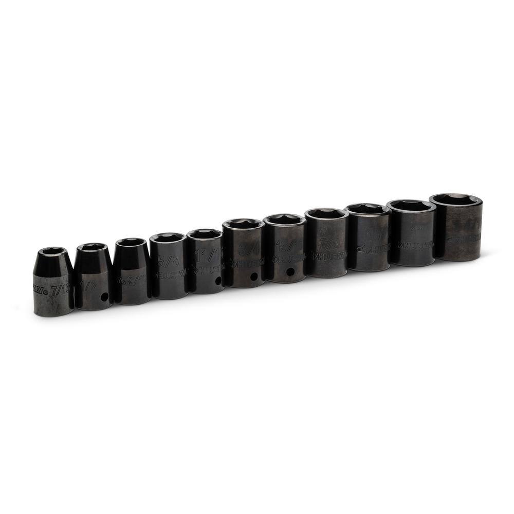 Husky 12 in. Drive Standard SAE Impact Socket Set (11-Piece) H2DIMSS11PC